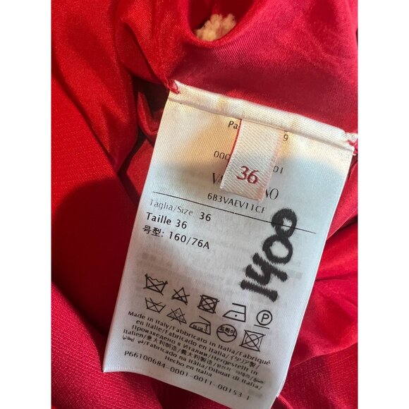 Valentino Garavani V-Logo Pockets Bow red Crepe Mini Dress size IT 36/ US 0 - Picture 13 of 14